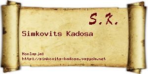 Simkovits Kadosa névjegykártya