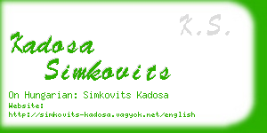 kadosa simkovits business card